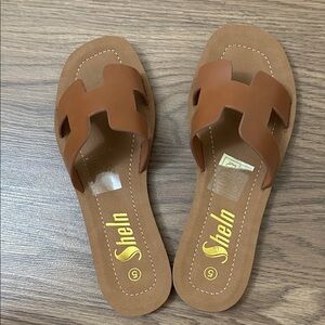 SHEIN Tan Slide Sandals for Women
